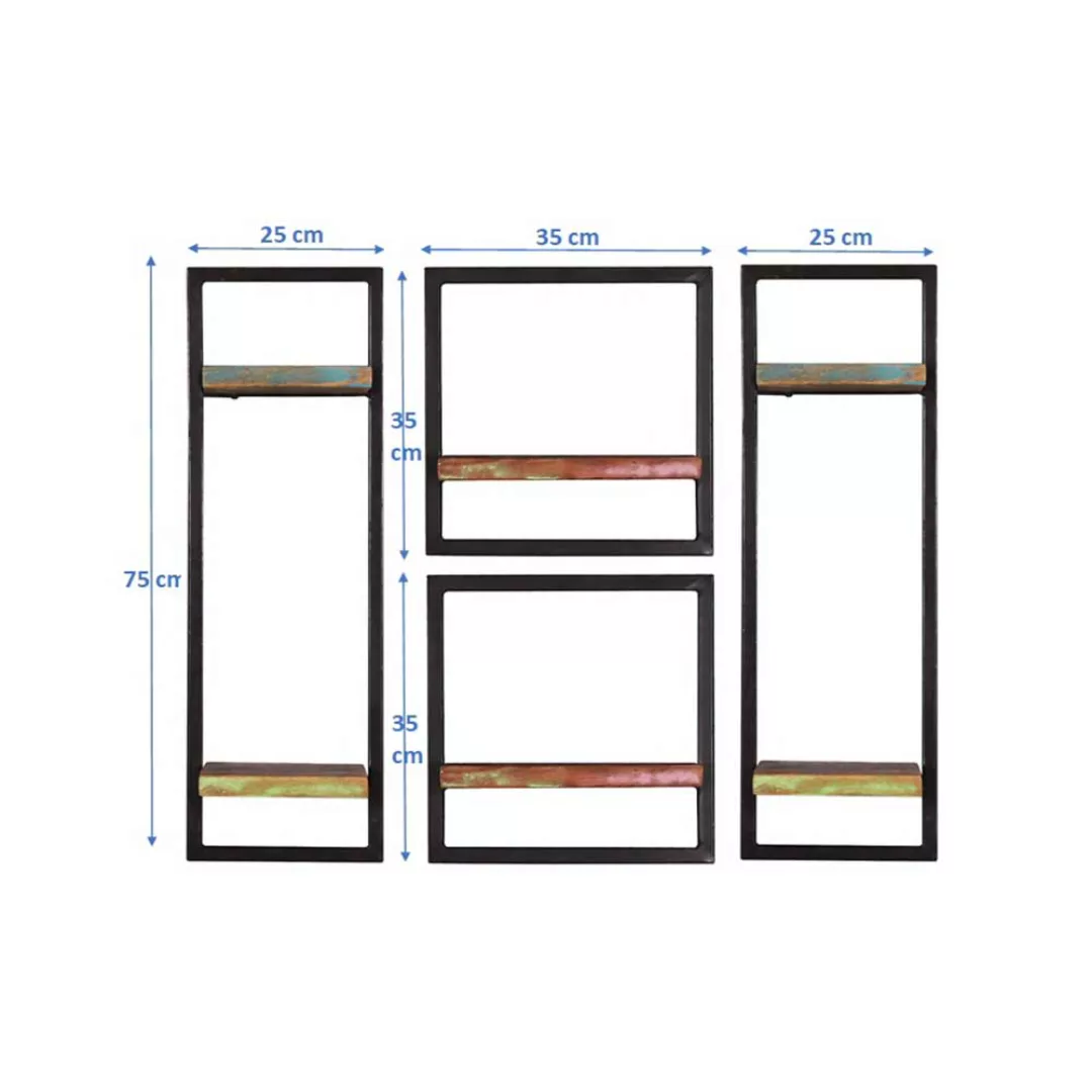 Shabby Regal Set aus Recyclingholz Metall (vierteilig) günstig online kaufen