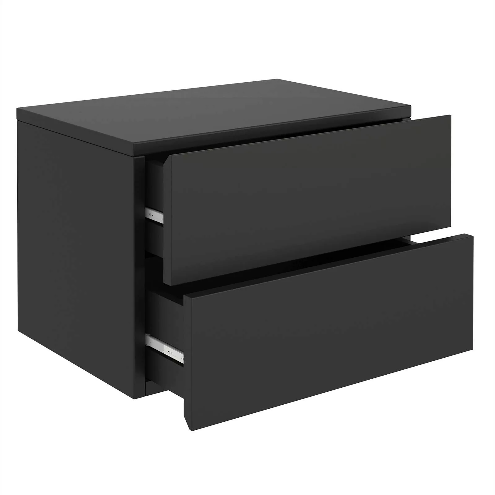Wandregal Nachtschrank ANNI mit 2 Schubladen in schwarz günstig online kaufen