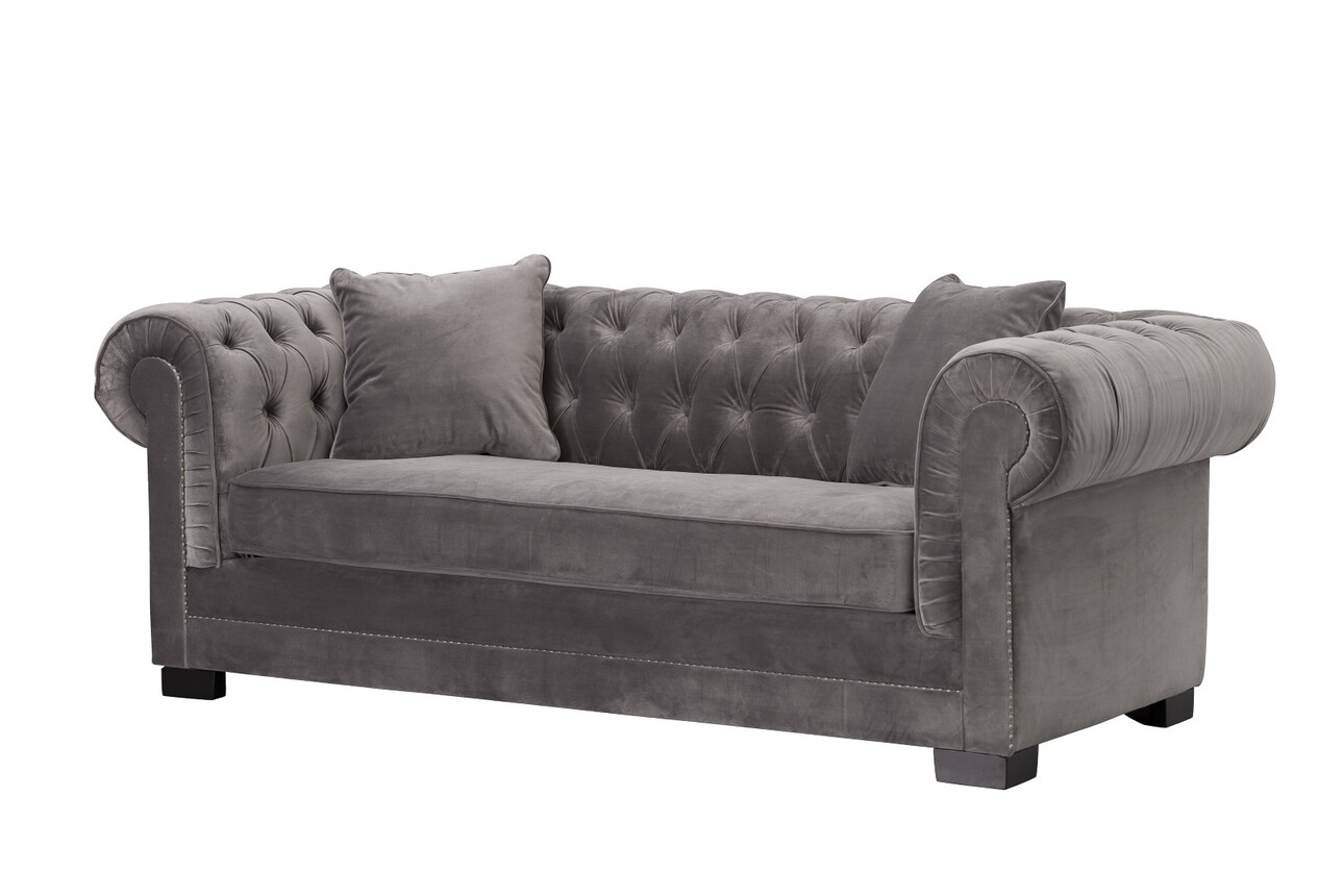 Sofa Chesterfield Classic Velvet Dark Grey 3-Sitzer, 218 x 96 x 78 cm günstig online kaufen
