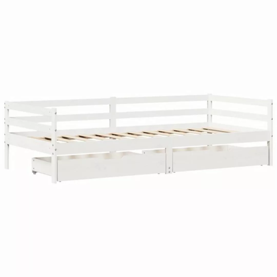 vidaXL Bett Tagesbett mit Schubladen Weiß 90x200 cm Kiefernholz günstig online kaufen