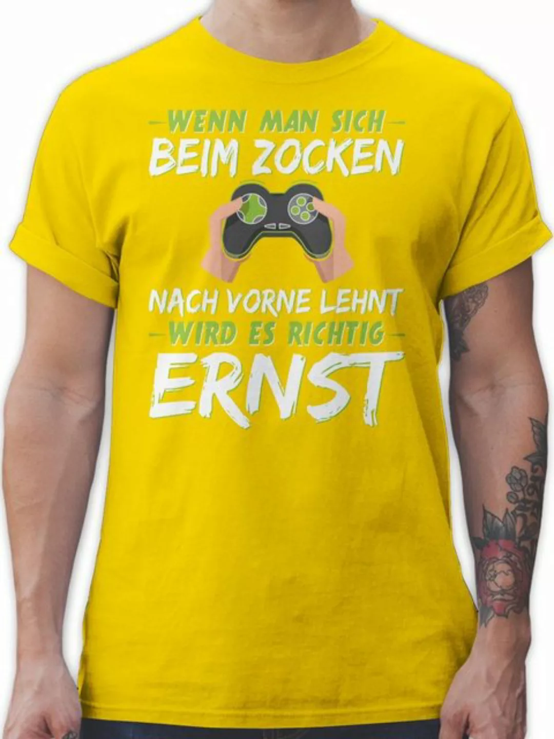 Shirtracer T-Shirt Wenn man sich beim zocken nach vorne lehnt grün Nerd Ges günstig online kaufen