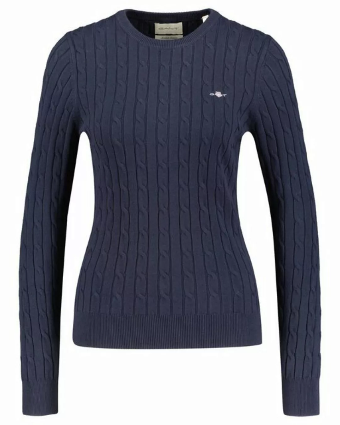 Gant Strickpullover Damen Strickpullover mit Zopfmuster Slim Fit (1-tlg) günstig online kaufen