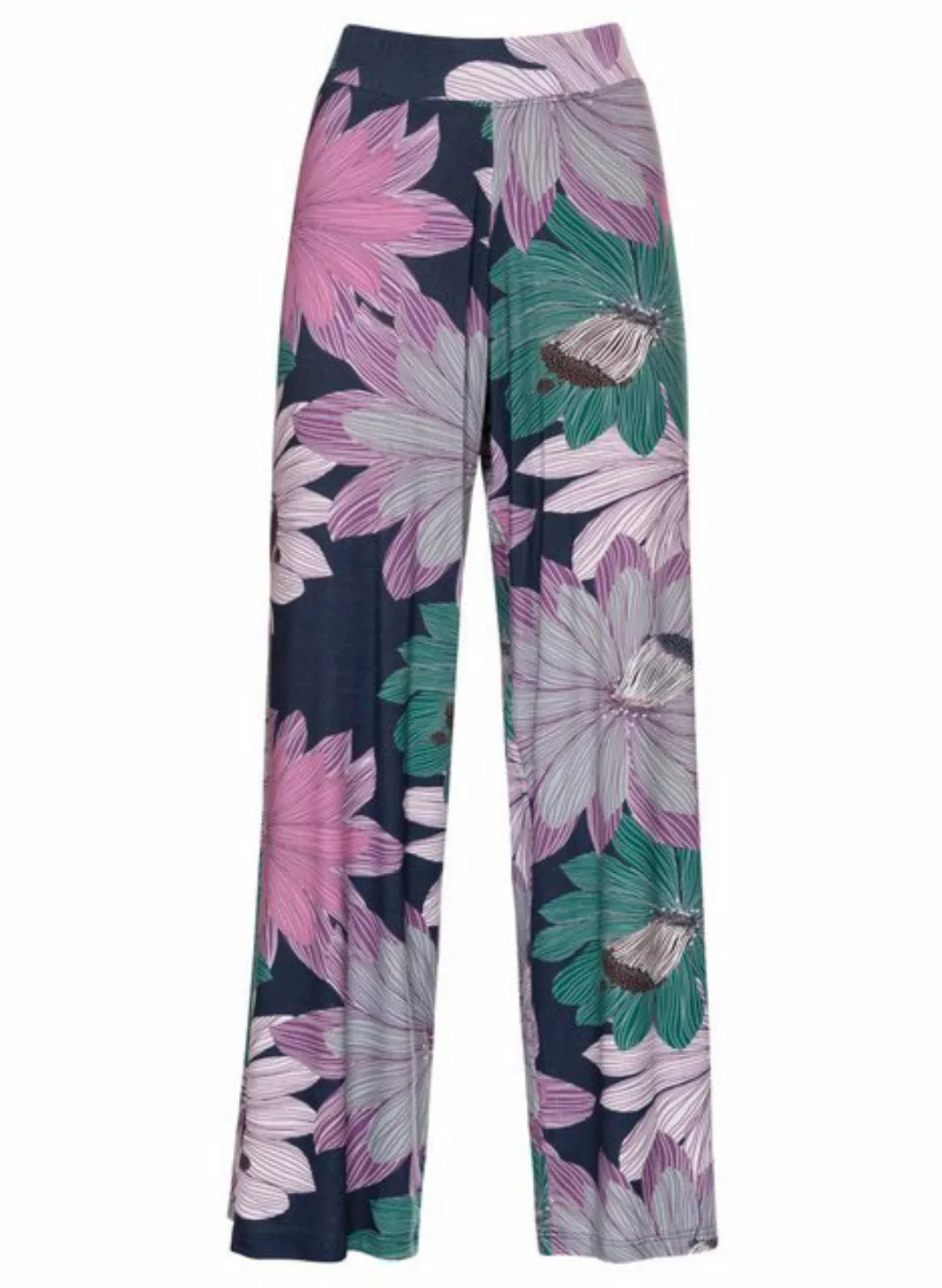 Trigema Jerseyhose TRIGEMA Elastische Hüfthose mit floralem Allover-Print ( günstig online kaufen