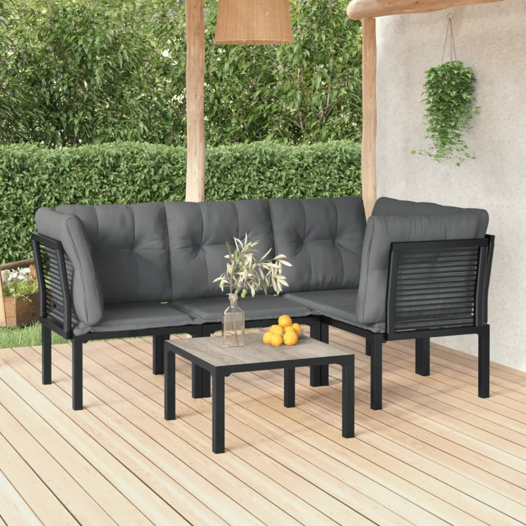 Vidaxl 5-tlg. Garten-lounge-set Schwarz Und Grau Poly Rattan günstig online kaufen