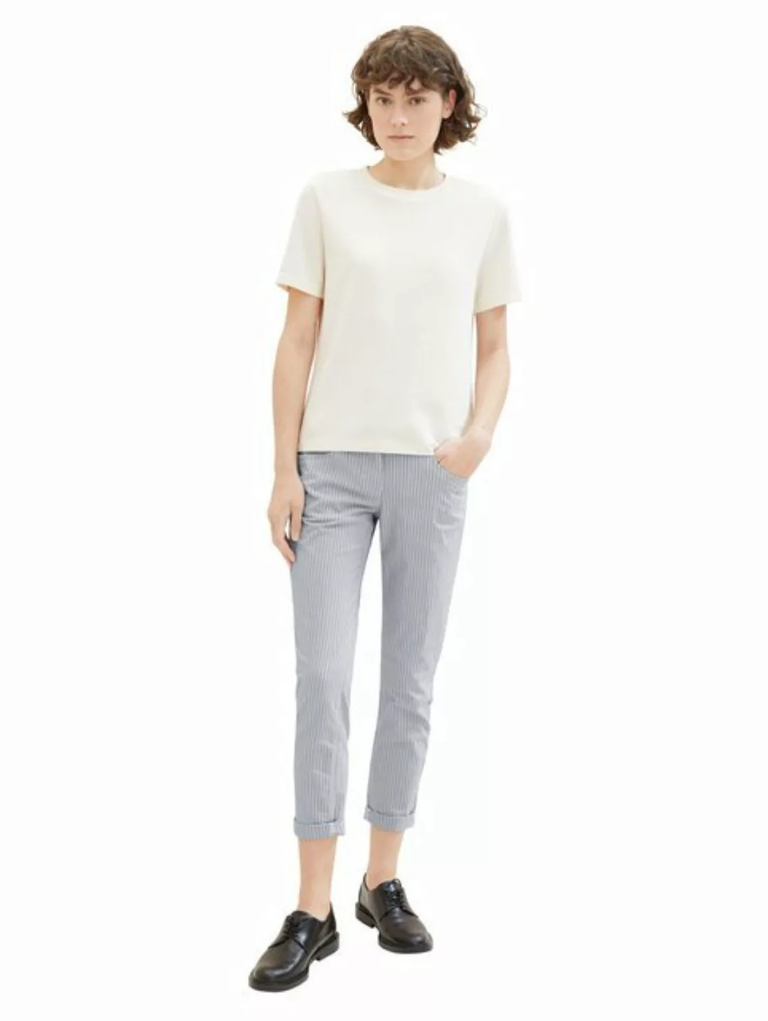 Tom Tailor Damen Hose TAPERED RELAXED - Relaxed Fit - Gestreift günstig online kaufen