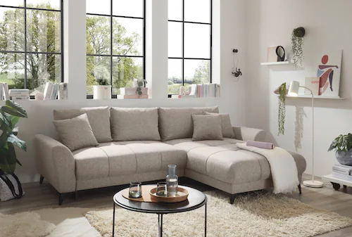 ED EXCITING DESIGN Ecksofa »Bern L-Form«, mit Bettfunktion, Bettkasten & 3 günstig online kaufen