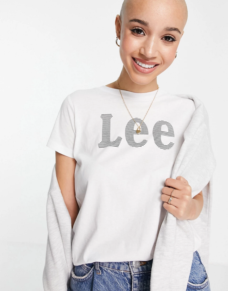 Lee Jeans – T-Shirt mit Logo vorne in Weiß günstig online kaufen