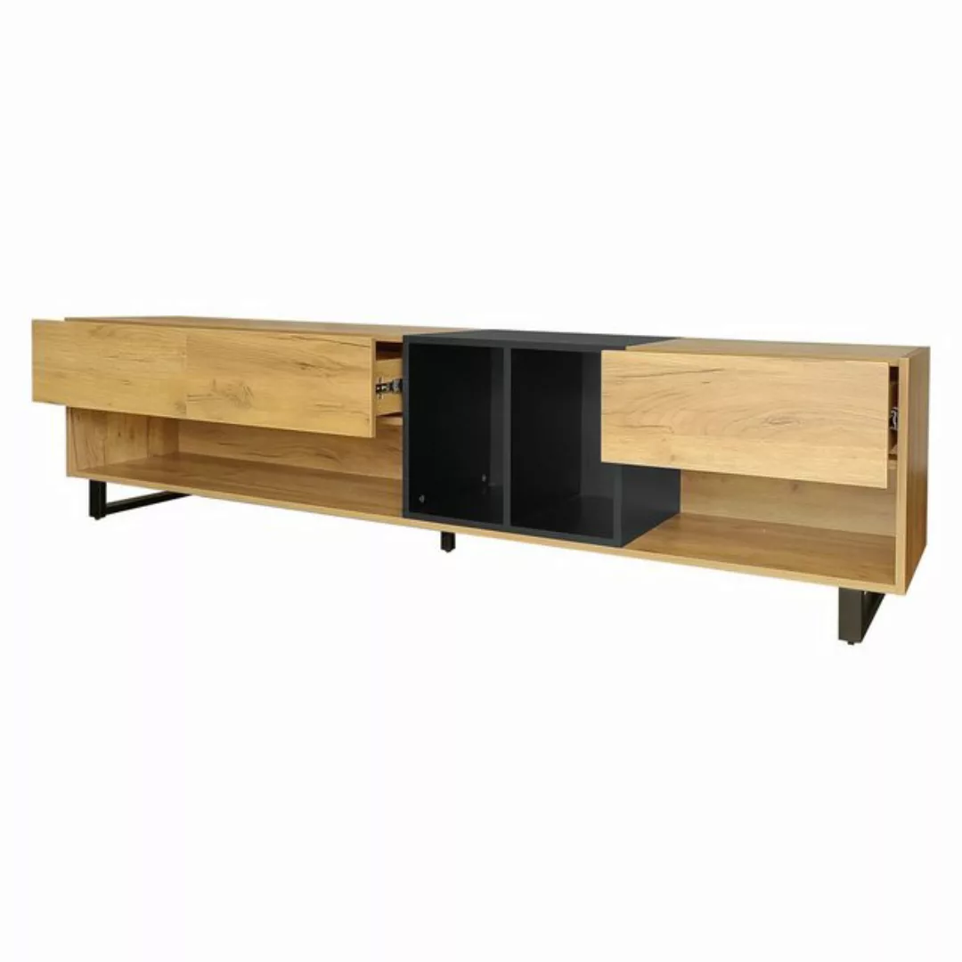 Fine Life Pro TV-Schrank Lowboard, TV-Schrank in Schwarz und Holzfarbe, Woh günstig online kaufen