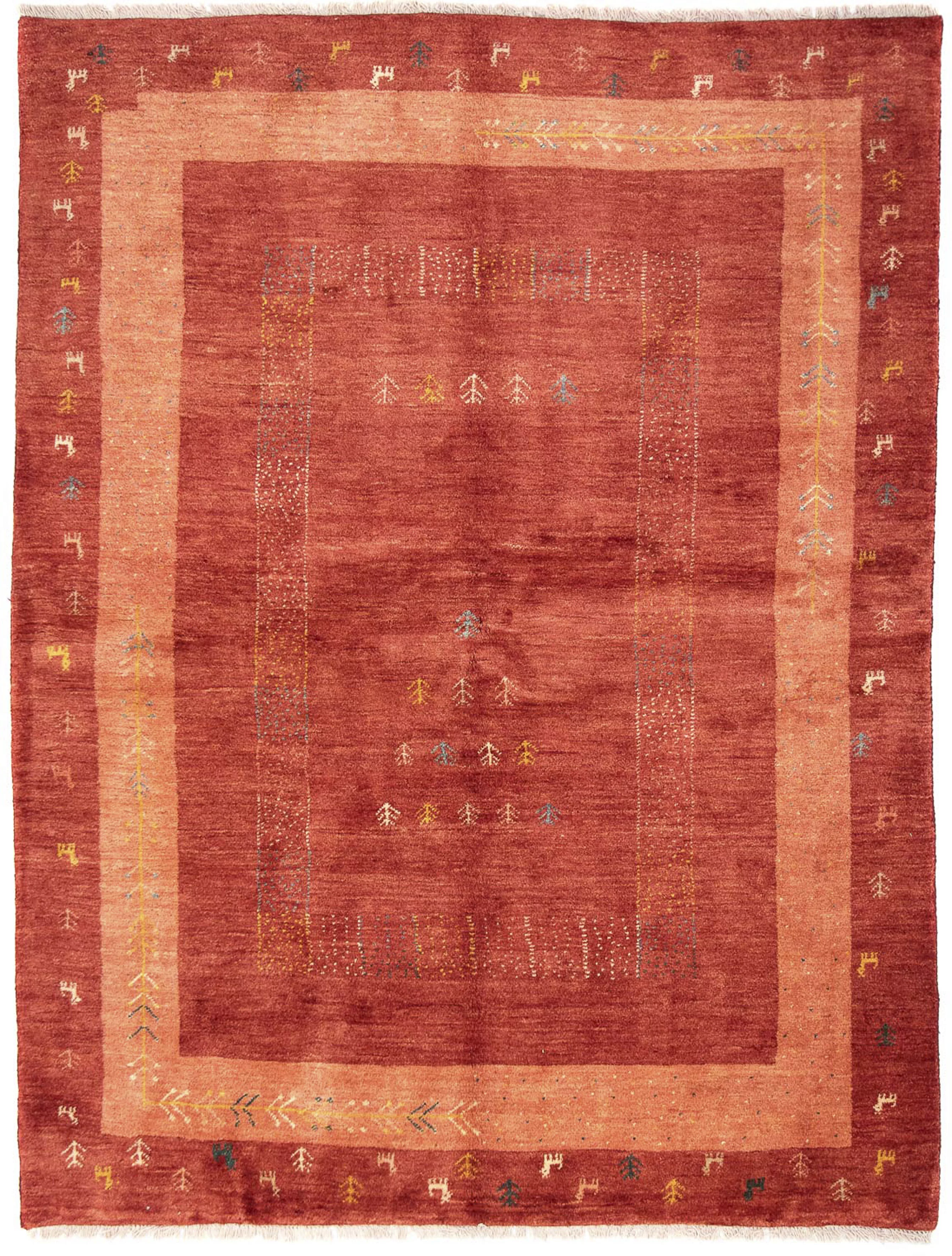 morgenland Wollteppich »Gabbeh - Perser - 225 x 171 cm - dunkelrot«, rechte günstig online kaufen