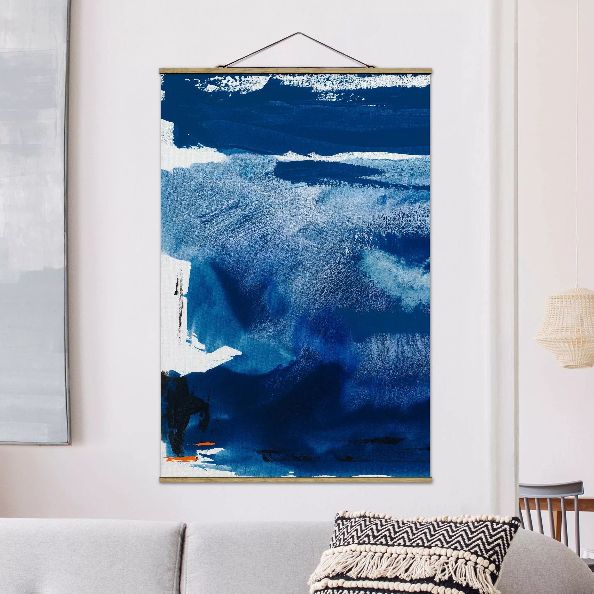Stoffbild Kunstdruck mit Posterleisten - Hochformat Tag am Meer I günstig online kaufen