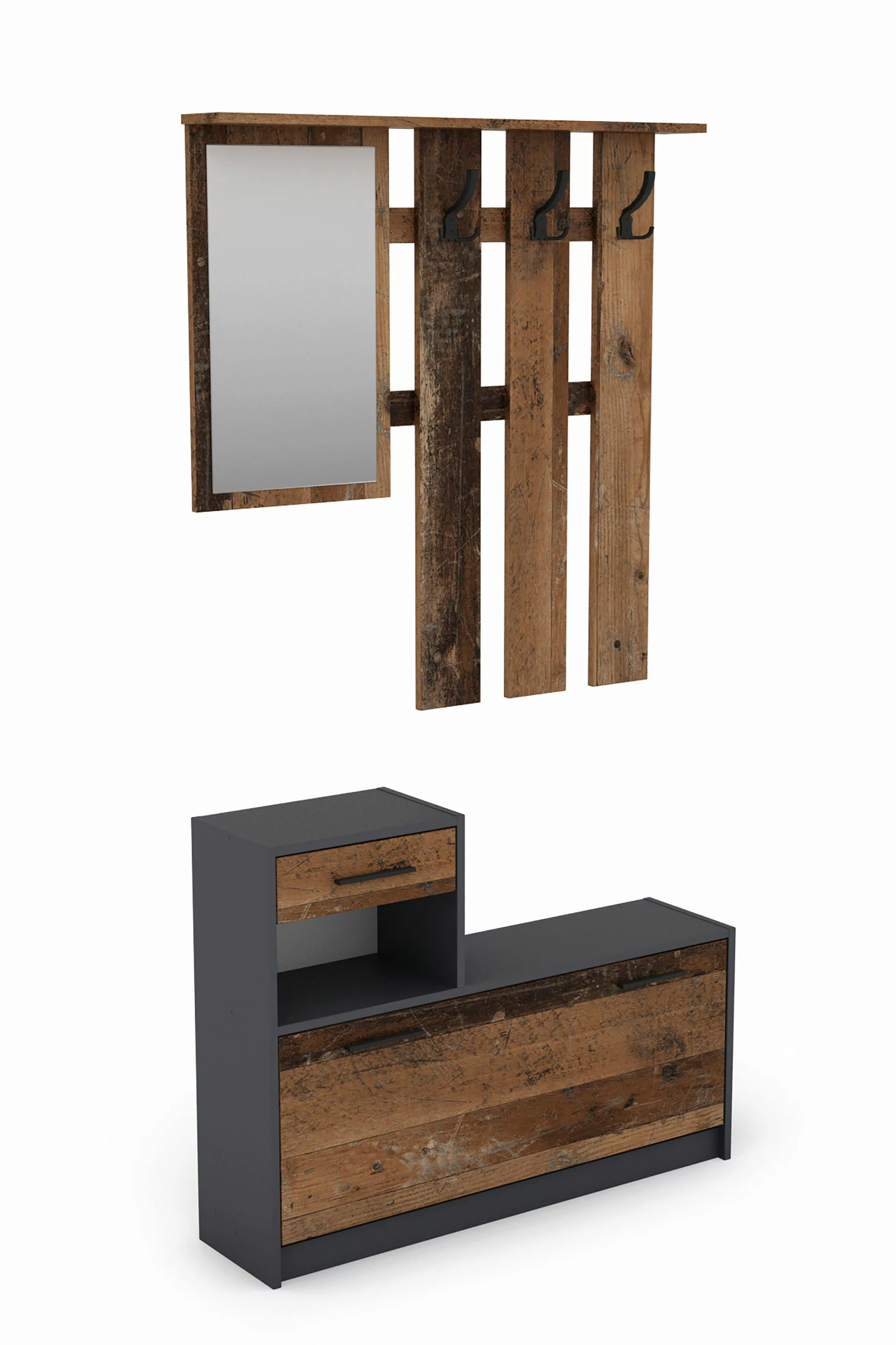byLIVING Garderoben-Set TAMINA, (in Anthrazit/Old-Wood-Optik oder günstig online kaufen