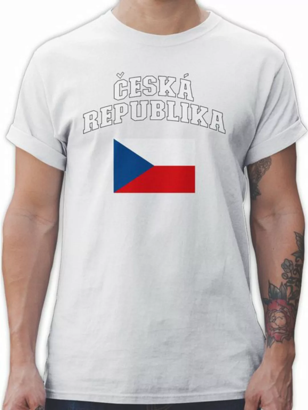 Shirtracer T-Shirt Ceska Republika Schriftzug mit Flagge, Česká Republika, günstig online kaufen