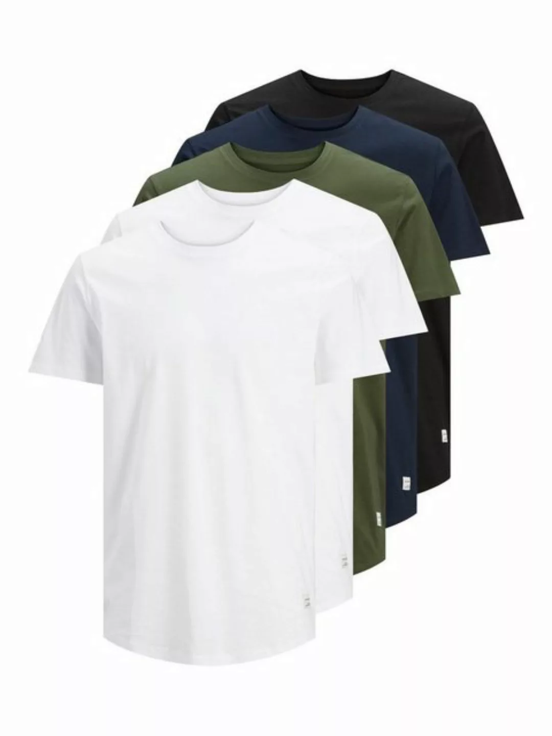 Jack & Jones Herren Rundhals T-Shirt JJENOA Regular Fit 5er Pack günstig online kaufen