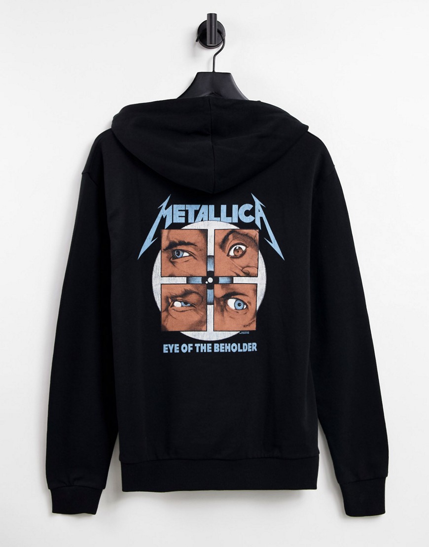 ASOS DESIGN – Lockerer Kapuzenpullover in Schwarz mit „Metallica“-Print günstig online kaufen