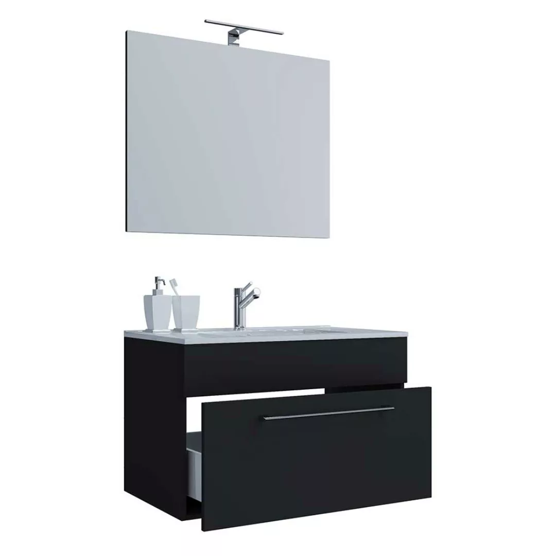 Badezimmermöbel schwarz in modernem Design die Wandmontage (zweiteilig) günstig online kaufen