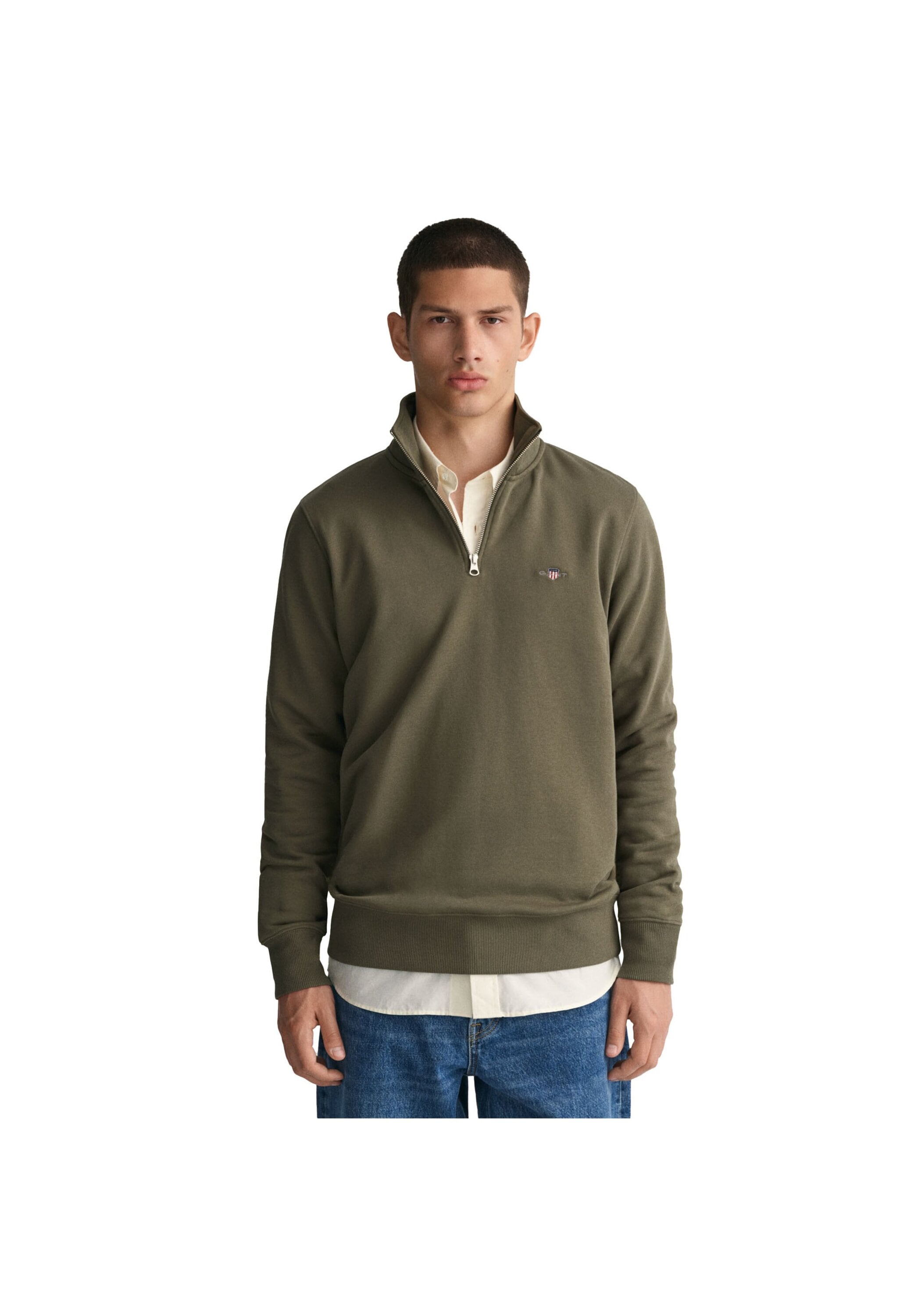 Gant Sweatshirt "REG SHIELD HALF ZIP SWEAT", mit Logostickerei auf der Brus günstig online kaufen