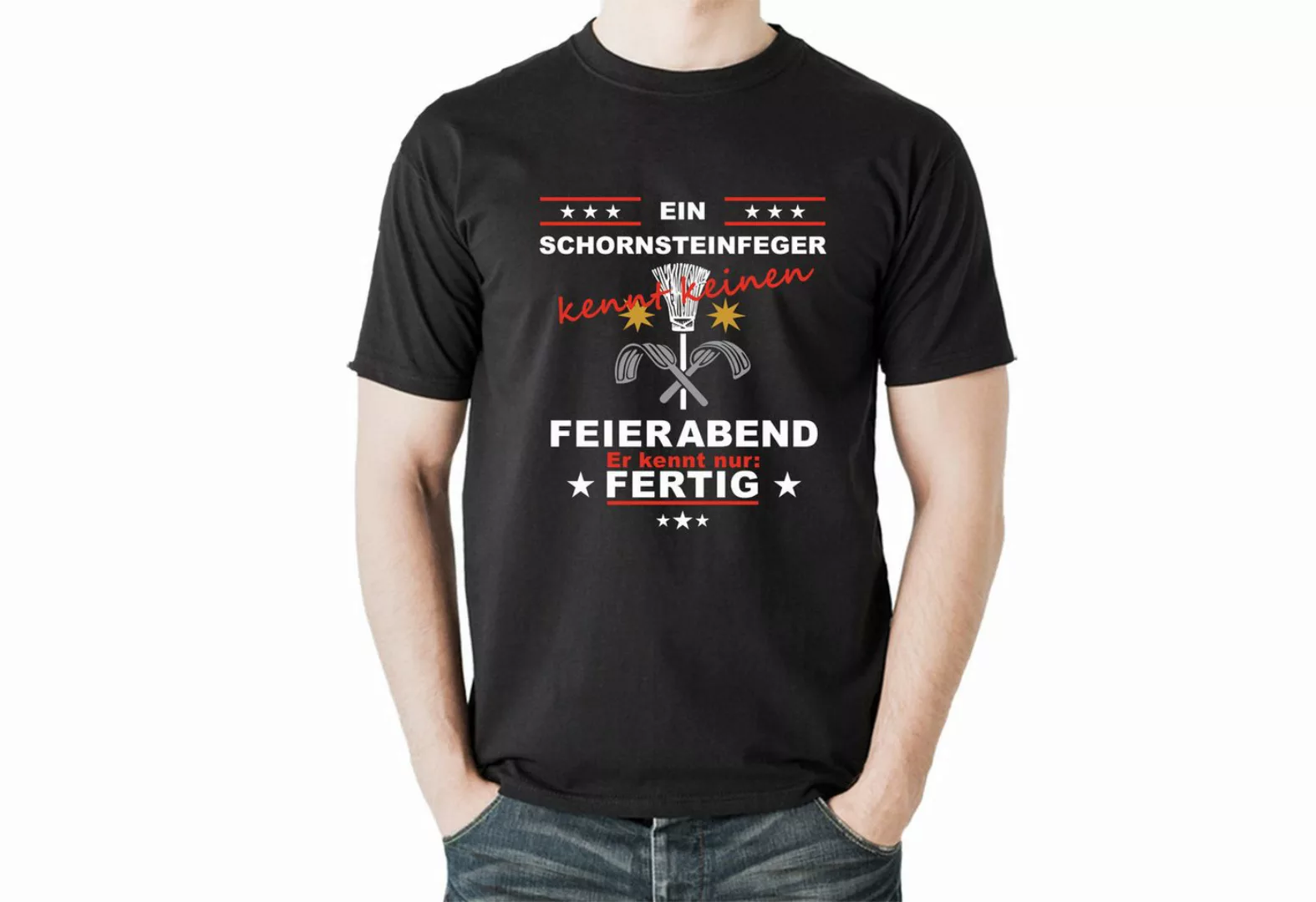 Lasernauten Print-Shirt T-Shirt Schornsteinfeger Feierabend mit Zunftsymbol günstig online kaufen