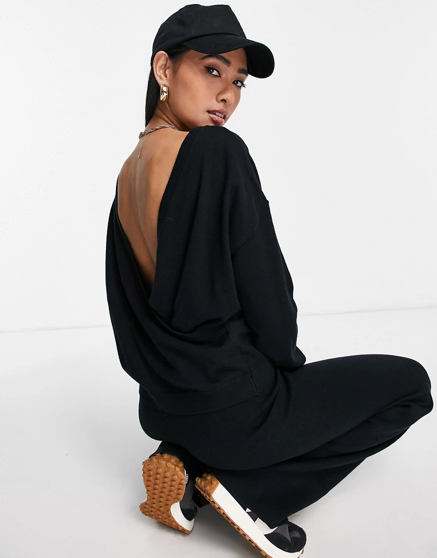 Vero Moda – Pullover mit tiefem Rückenausschnitt in Schwarz, Kombiteil günstig online kaufen
