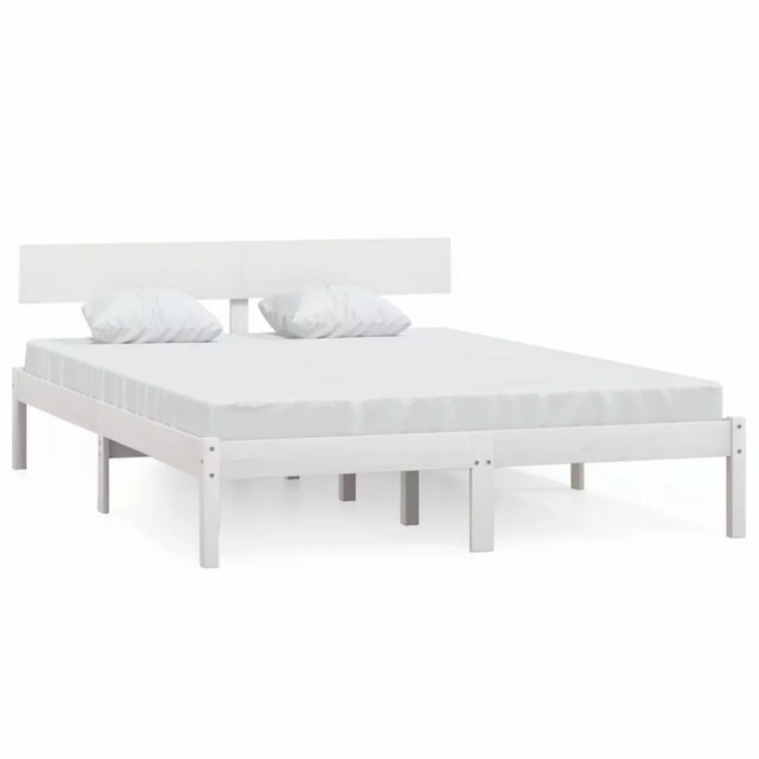 furnicato Bett Massivholzbett Weiß Kiefer 150x200 cm günstig online kaufen