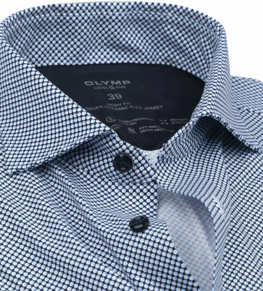 OLYMP Level Five Hemd Kreise Blau - Größe 38 günstig online kaufen