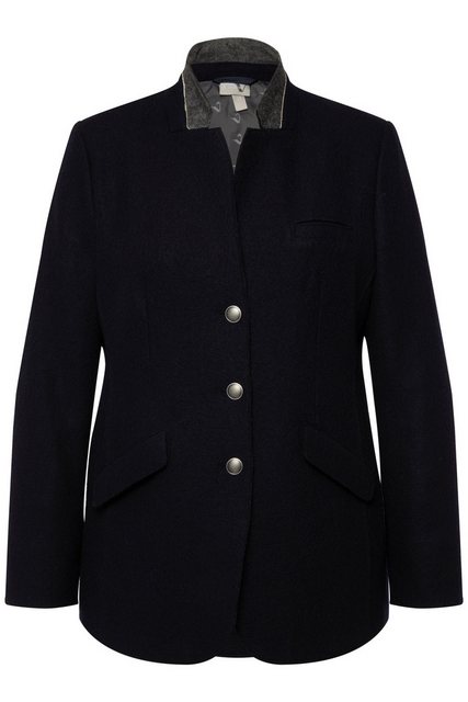 Ulla Popken Trachtenblazer Blazer Stehkragen bedrucktes Futter Wollmix günstig online kaufen