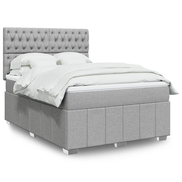 vidaXL Boxspringbett, Boxspringbett mit Matratze Hellgrau 160x200 cm Stoff günstig online kaufen