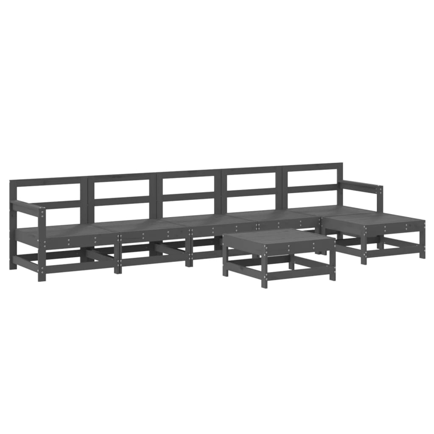 vidaXL 7-tlg Garten-Lounge-Set Grau Massivholz Kiefer Modell 33 günstig online kaufen