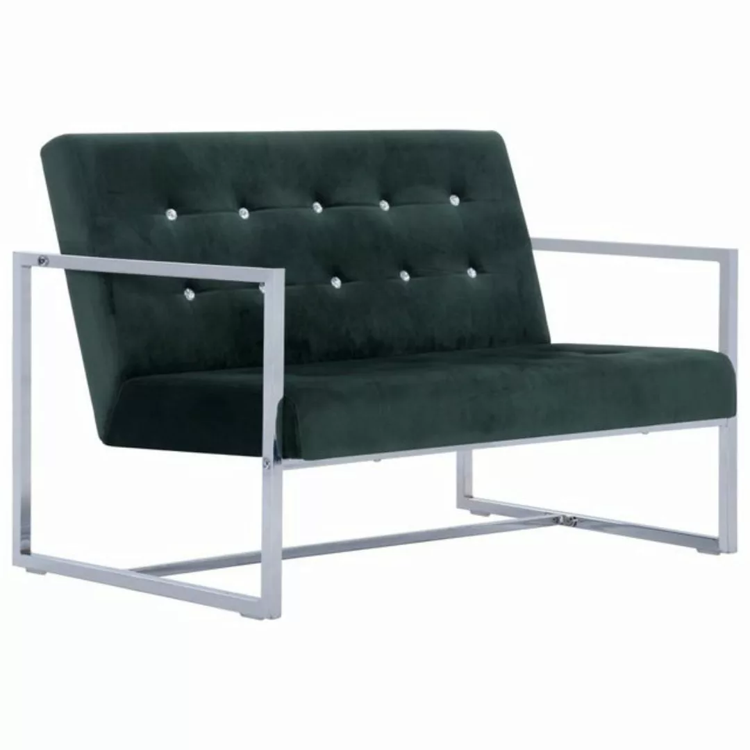 vidaXL Sofa 2-Sitzer-Sofa mit Armlehnen Dunkelgrün Chrom und Samt Couch günstig online kaufen
