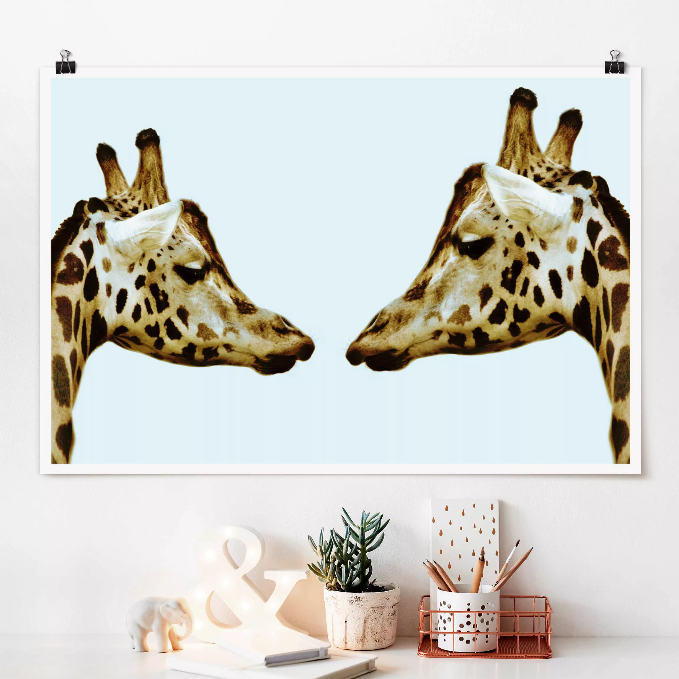 Poster Tiere - Querformat Giraffes in Love günstig online kaufen
