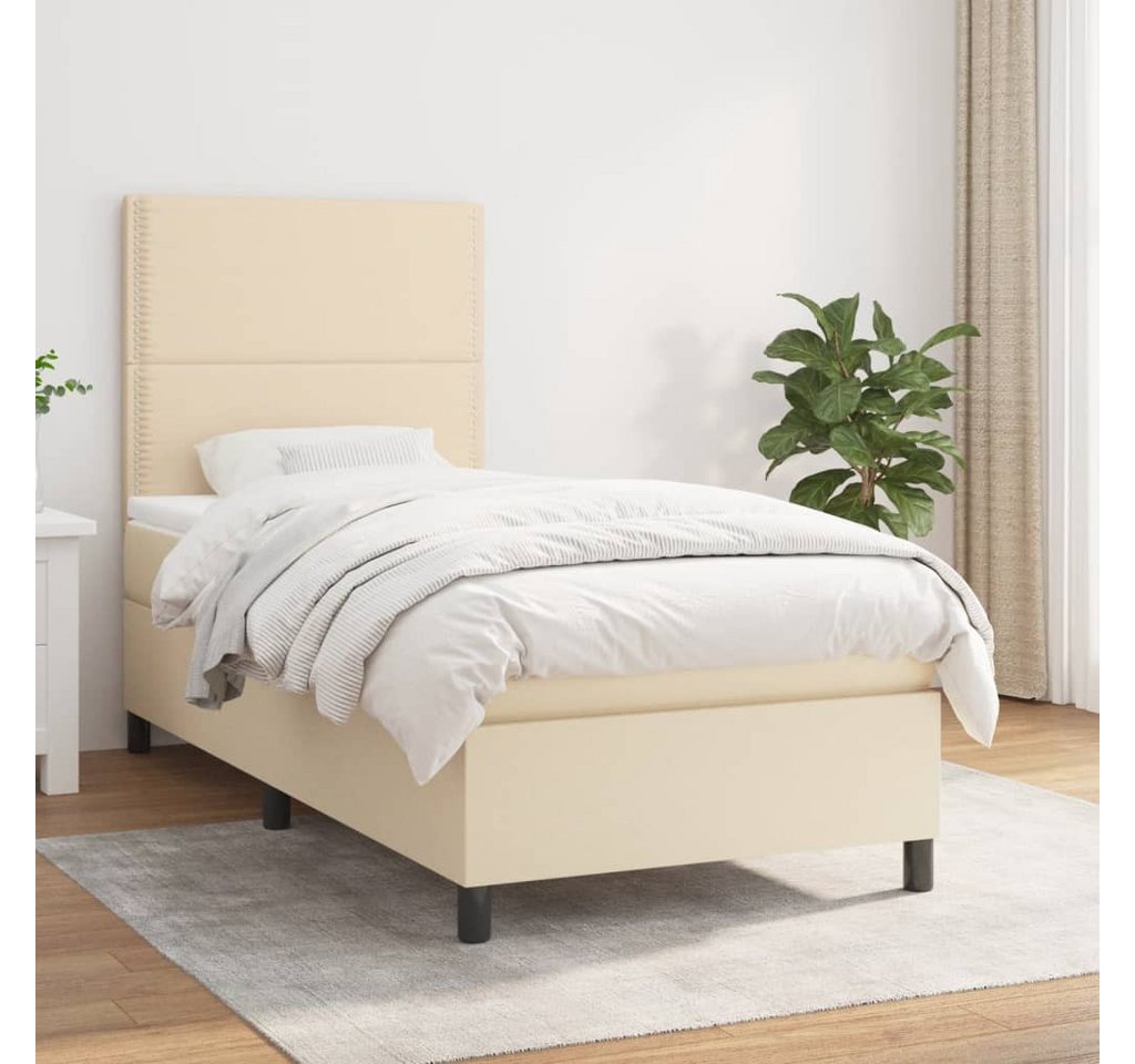 vidaXL Boxspringbett Bett Boxspringbett mit Matratze Stoff (90 x 190 cm, Cr günstig online kaufen