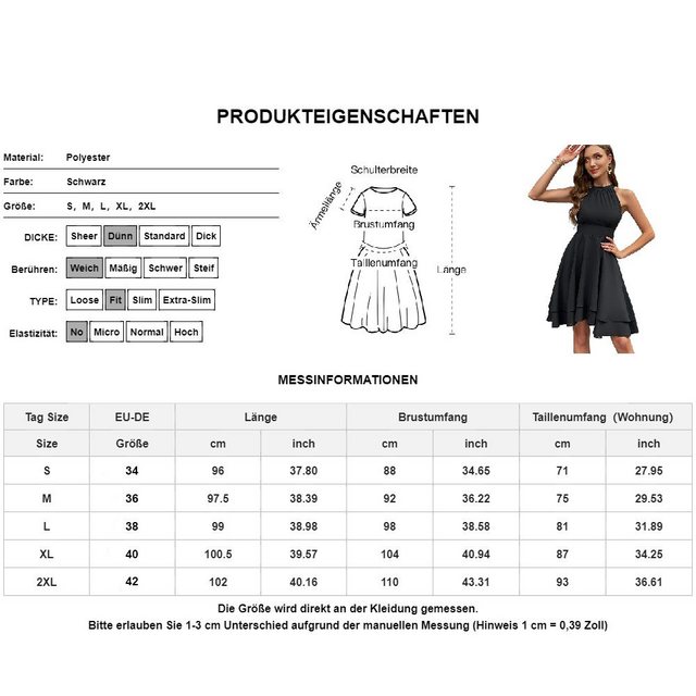 LAPA PLUS Cocktailkleid Damen Partykleid Elegant Chiffon mit Neckholder Abe günstig online kaufen