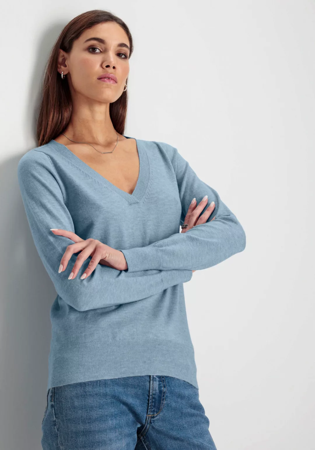 HECHTER PARIS V-Ausschnitt-Pullover, in melange Optik - NEUE KOLLEKTION günstig online kaufen