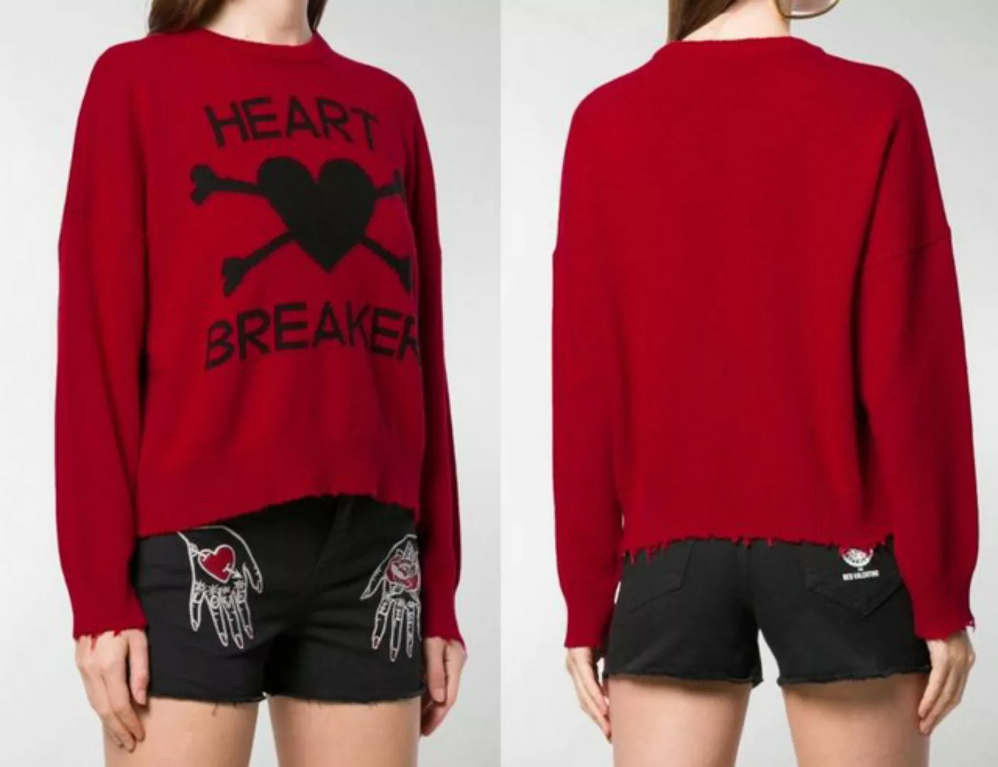 RED VALENTINO Strickpullover VALENTINO RED Heart Breaker Cropped Distressed günstig online kaufen