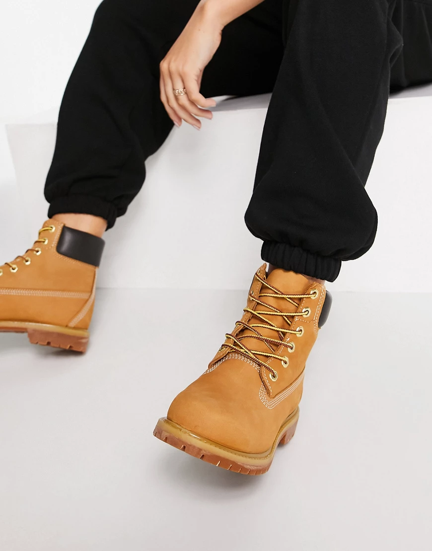 Timberland – Hochwertige, flache Schnürstiefel in Weizenhellbraun, Schafthö günstig online kaufen