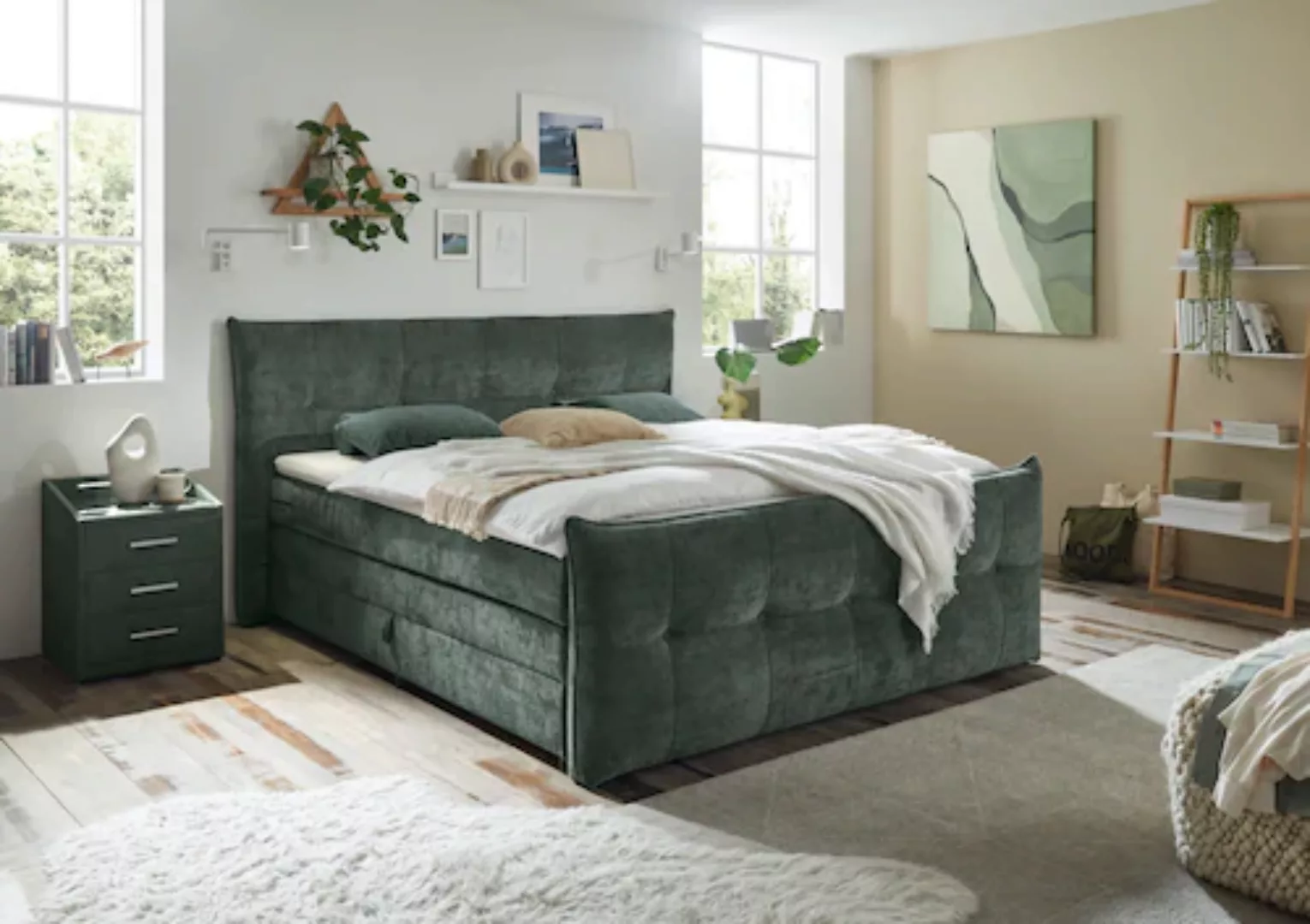 ED EXCITING DESIGN Boxspringbett »Gallina«, mit Bettkasten, inkl. Topper günstig online kaufen