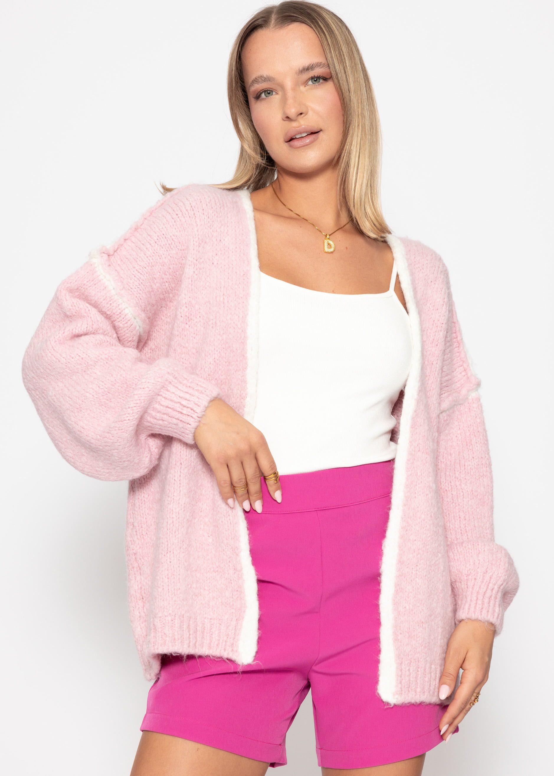 SASSYCLASSY Cardigan Strickjacke Damen mit kontrastierenden günstig online kaufen