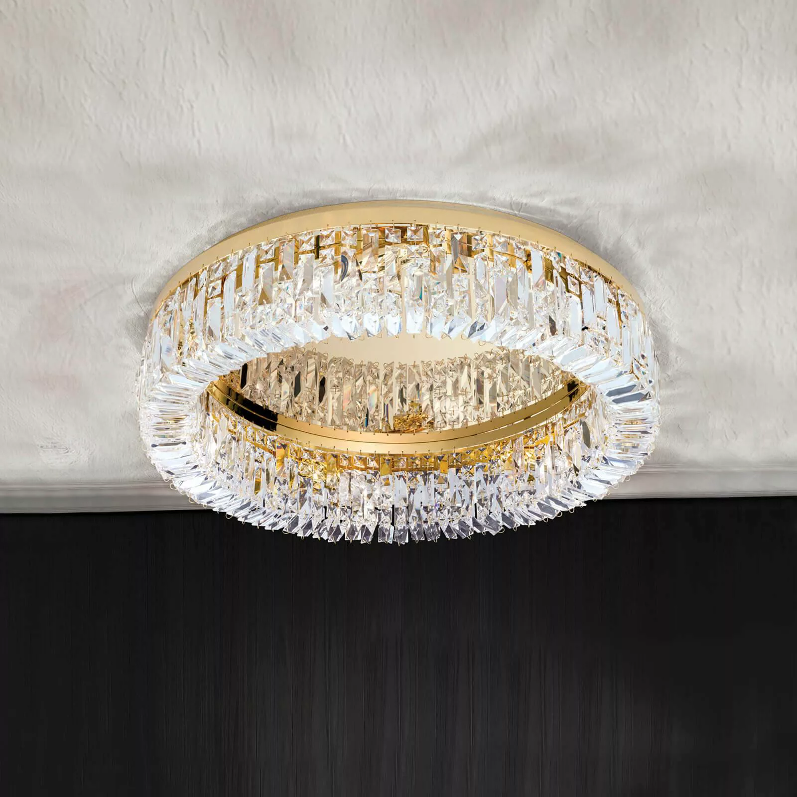 Kristall-Deckenlampe Ring - 59 cm günstig online kaufen