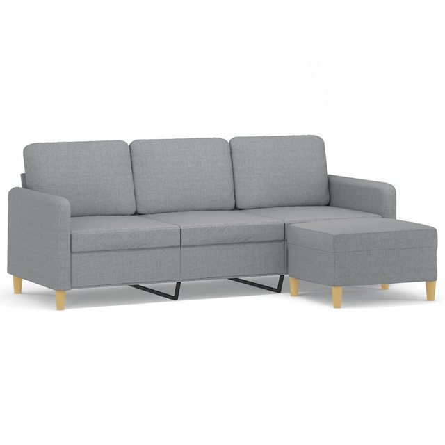 vidaXL Sofa, 3-Sitzer-Sofa mit Hocker Hellgrau 180 cm Stoff günstig online kaufen