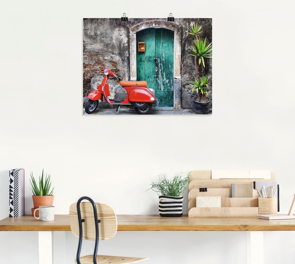 Artland Wandbild "Roter Motorroller", Motorräder & Roller, (1 St.), als Alu günstig online kaufen