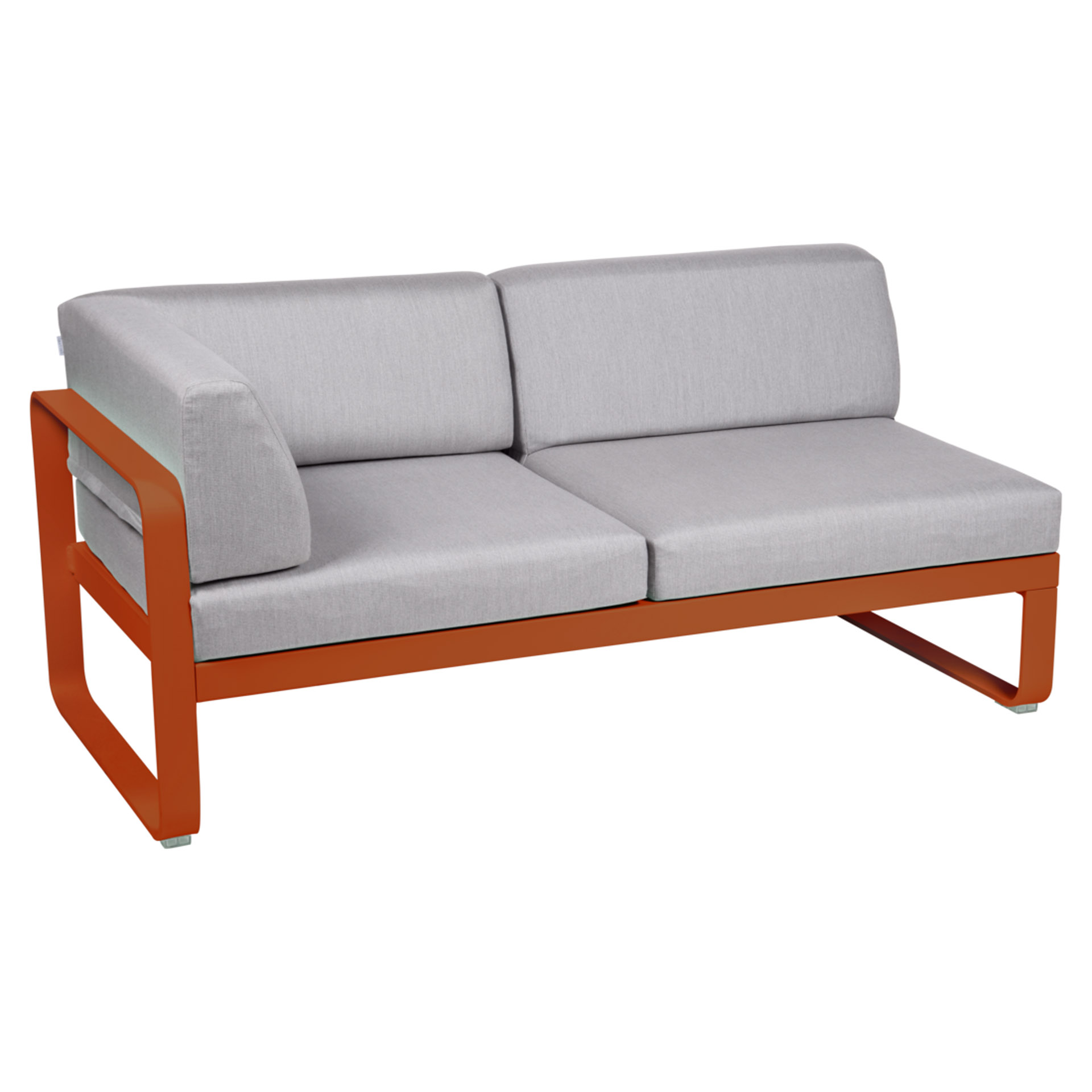 Bellevie Lounge Eck-Modul Kandierte Orange 79 Flanellgrau 2-Sitzer links günstig online kaufen