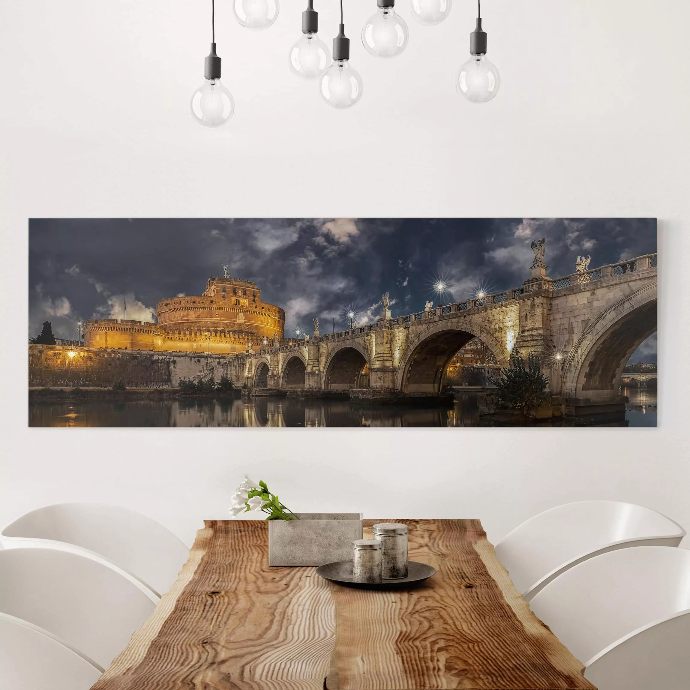 Leinwandbild Architektur & Skyline - Panorama Ponte Sant'Angelo in Rom günstig online kaufen