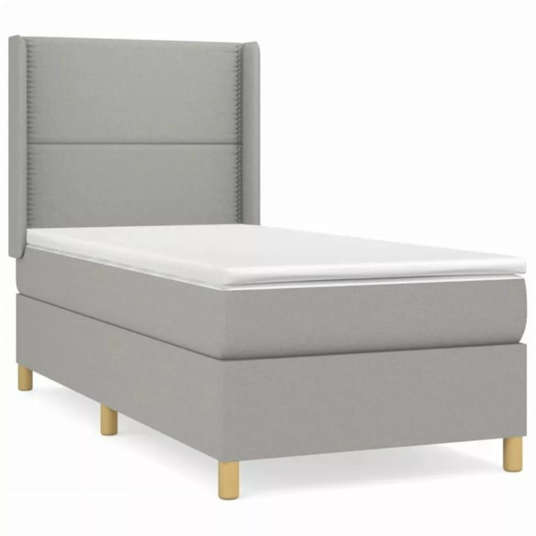 vidaXL Bettgestell Boxspringbett mit Matratze Hellgrau 80x200 cm Stoff Bett günstig online kaufen