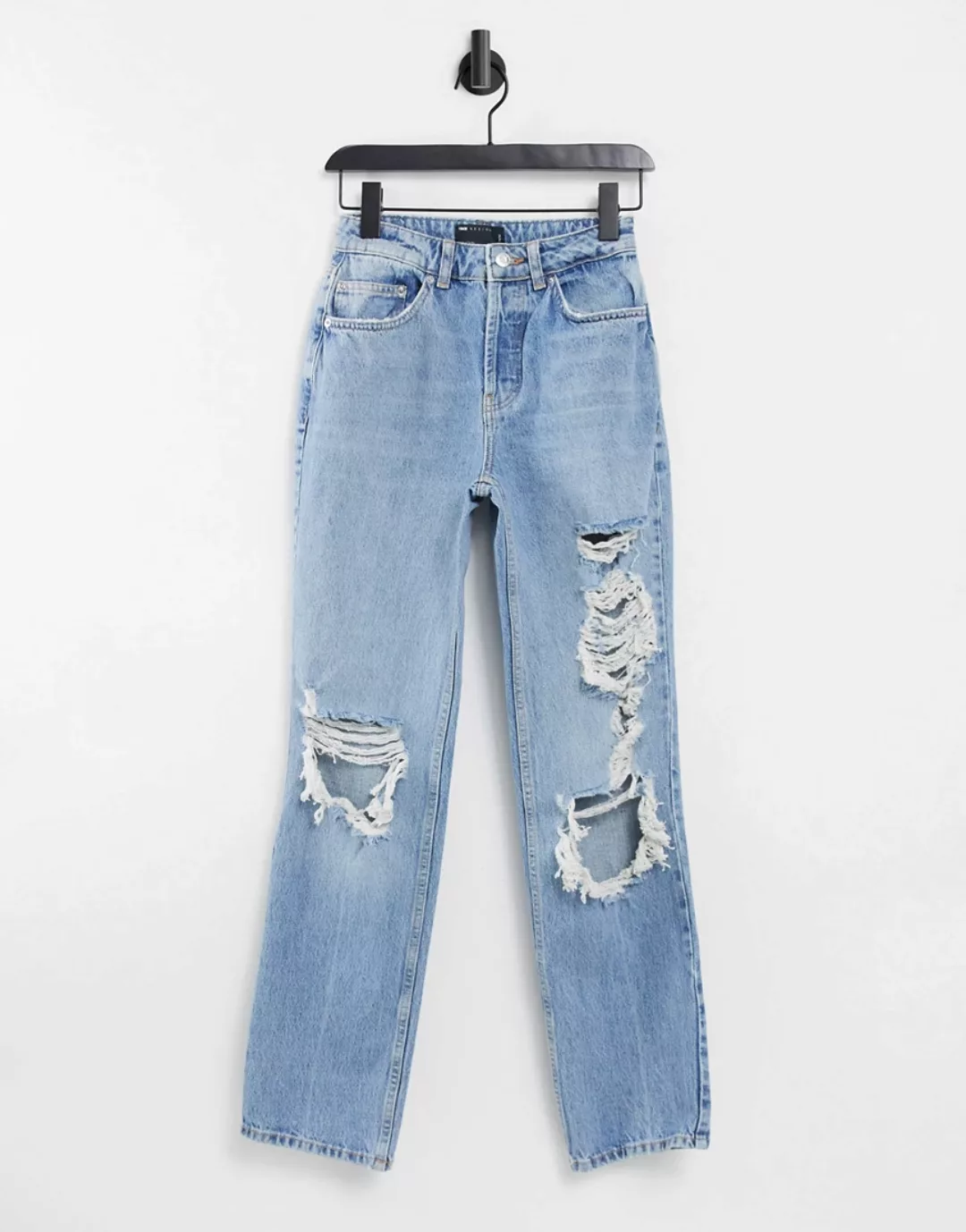 ASOS DESIGN Hourglass – Jeans in heller Waschung im Stil der 90er mit gerad günstig online kaufen
