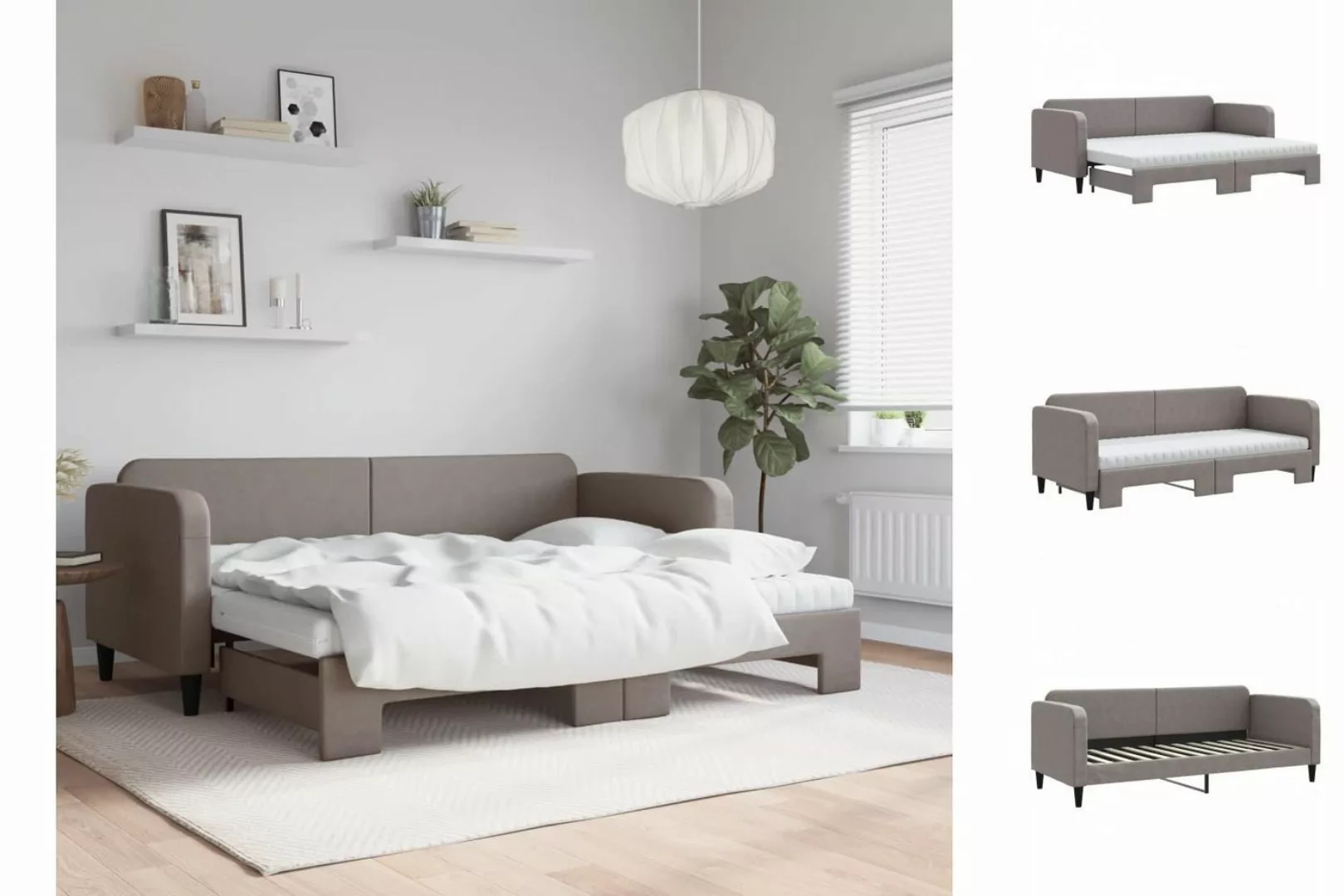 vidaXL Gästebett Gästebett Tagesbett Ausziehbar mit Matratzen Taupe 80x200 günstig online kaufen