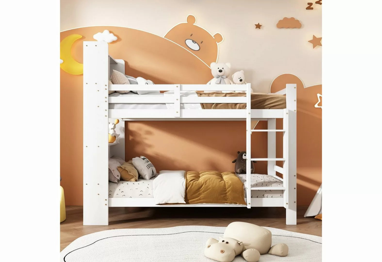 WISHDOR Etagenbett 90x200 cm Holzbett Stauraumbett, Kinderbett Gästebett (B günstig online kaufen