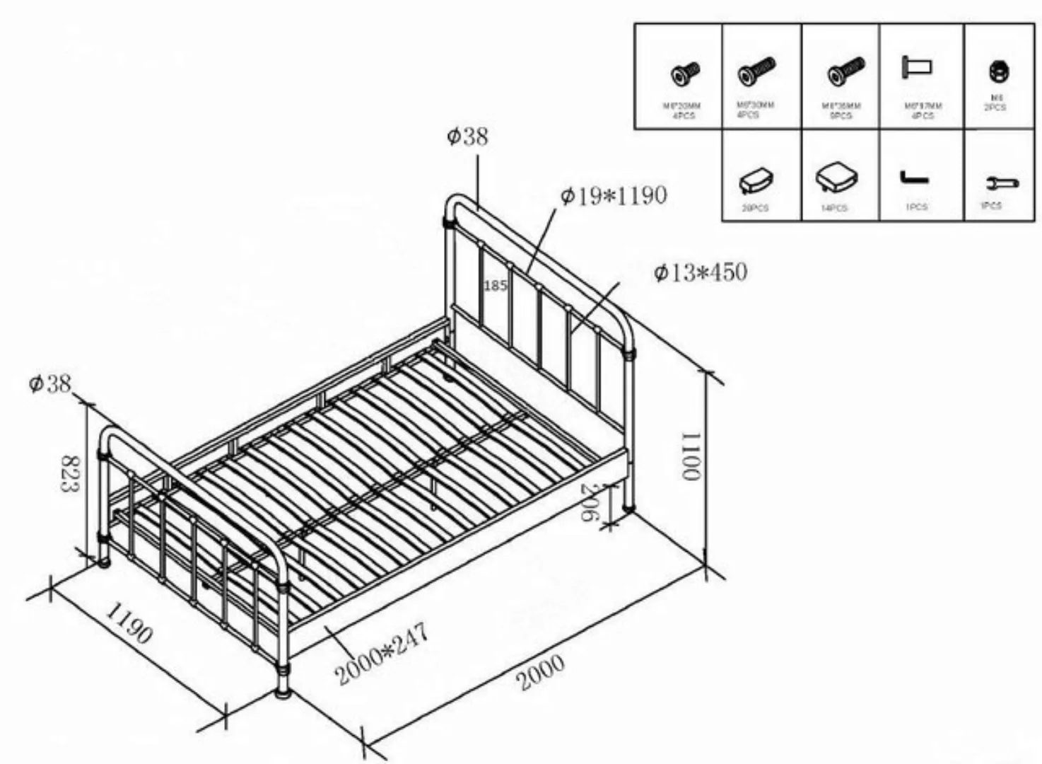 Vipack Kinderbett (Made in Europe), Metallbett, Jugendbett, Einzelbett mit günstig online kaufen