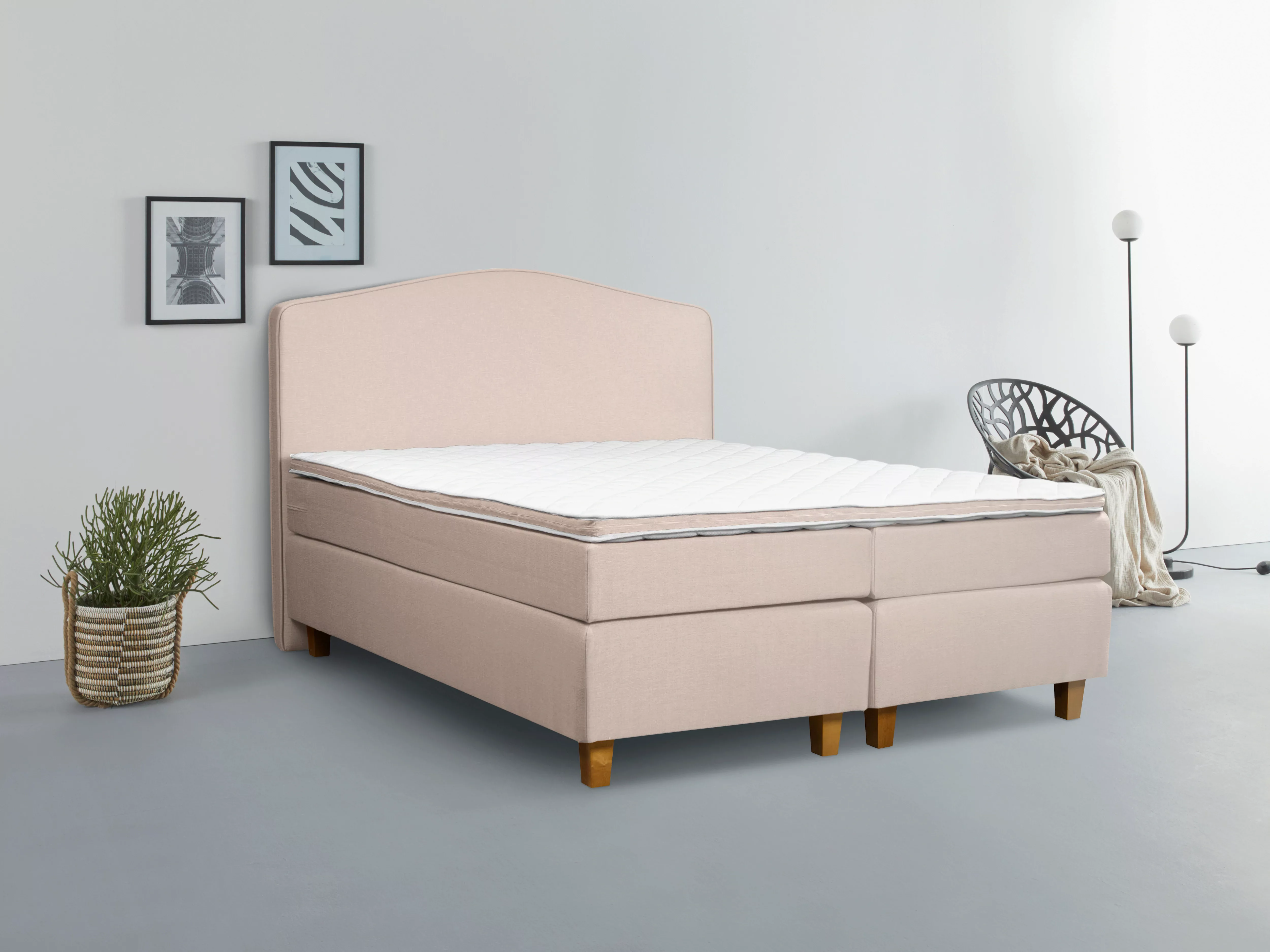 INOSIGN Boxspringbett Jalma, Füße aus massiver Birke , Inkl. Topper günstig online kaufen