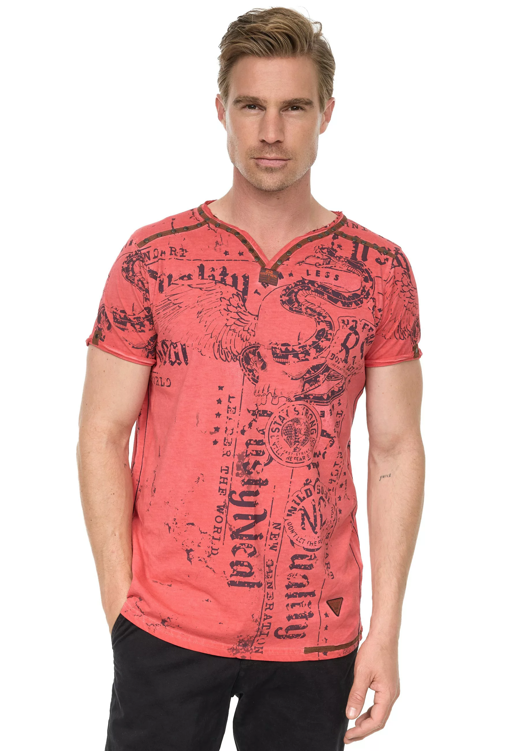 Rusty Neal T-Shirt, mit Allover-Print im Used-Look günstig online kaufen