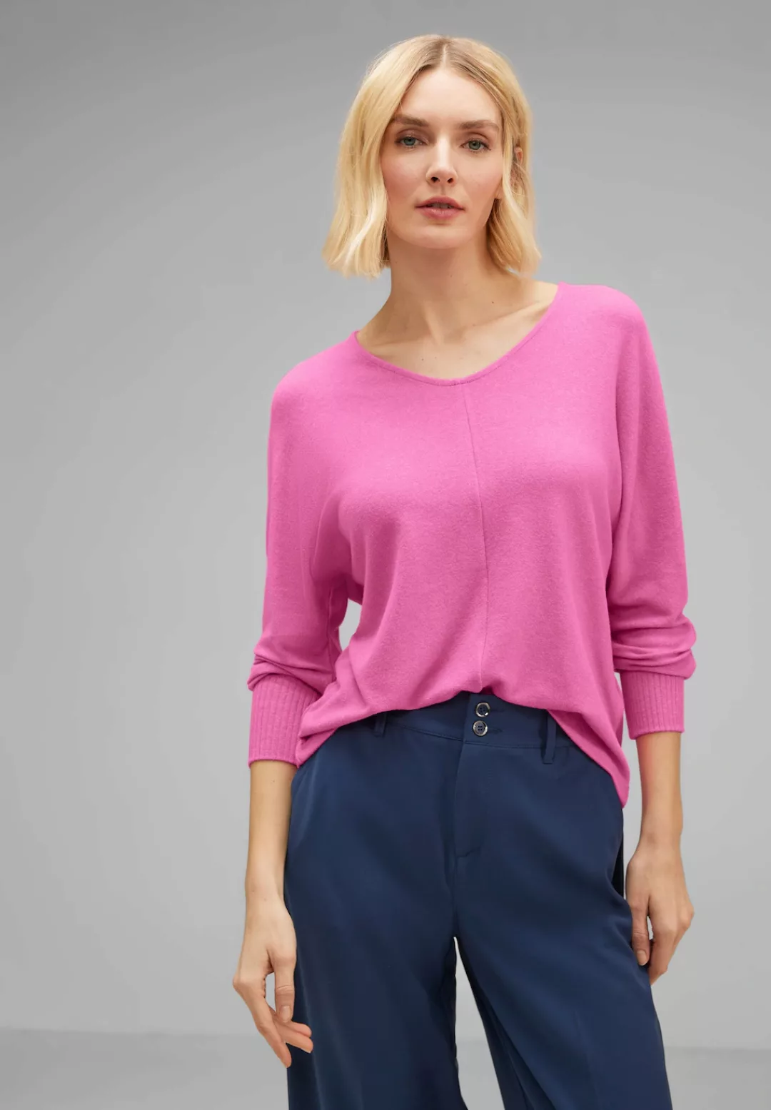STREET ONE V-Shirt, im Melange Look günstig online kaufen