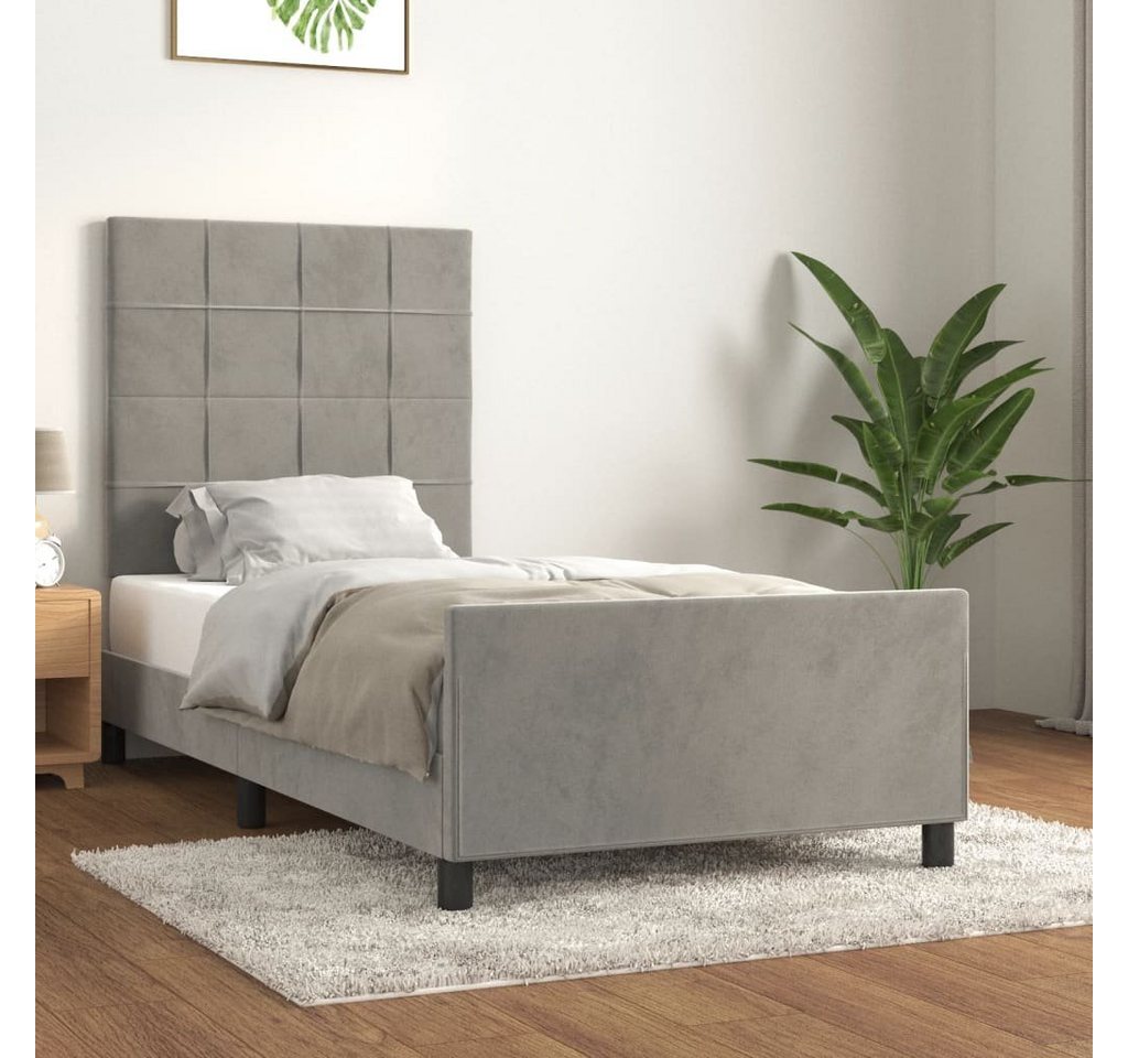 furnicato Bett Bettgestell mit Kopfteil Hellgrau 80x200 cm Samt günstig online kaufen